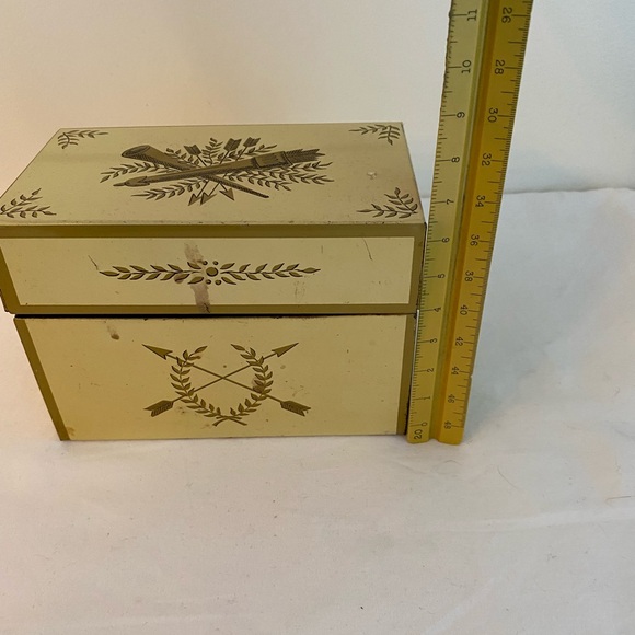 Metal Ohio Art Company Recipe Card Holder Box 1970s Rustic Farmhouse Vintage MCM - Picture 14 of 15